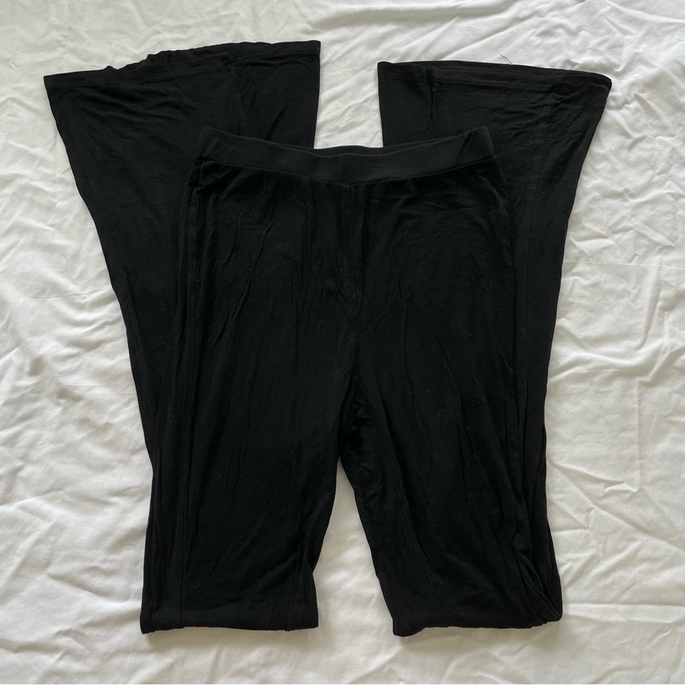 SHEIN Comfy Black Flared Wide Leg Pants